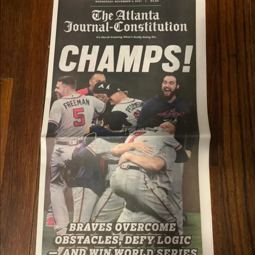 Atlanta Braves win World Series 2021 AJC paper